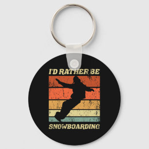 Retro Snowboarder Winter Boarding I'd Rather Be Sn Key Ring