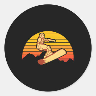 Retro Snowboarder Winter Sport Snowboarding Lover Classic Round Sticker