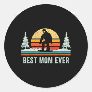 Retro Snowboarding Best Mum Ever Snowboarder Mama Classic Round Sticker