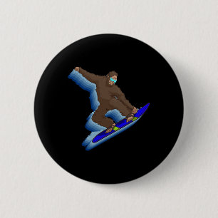 Retro Snowboarding Bigfoot For Winter Snowboarder 6 Cm Round Badge