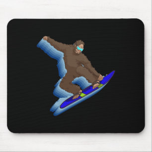 Retro Snowboarding Bigfoot For Winter Snowboarder Mouse Pad