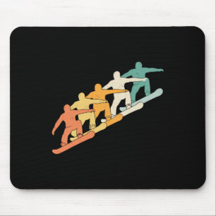 Retro Snowboarding Cool Vintage Snowboarder Silhou Mouse Pad