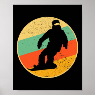 Retro Snowboarding Design Vintage Snowboarder 70s Poster