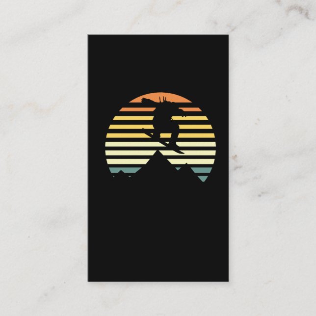 Retro Snowboarding Freestyle Jump Mountains Business Card (Front)
