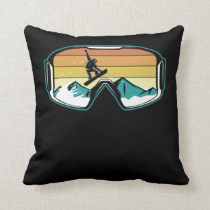 Retro Snowboarding Freestyle Jump Snow Mountain Cushion