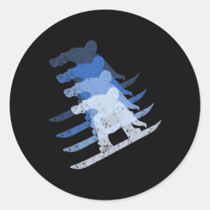 Retro Snowboarding Gift Snowboarder Tee Vintage Sn Classic Round Sticker