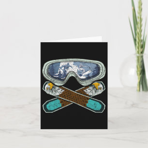 Retro Snowboarding Goggles Eagle Snowboarder Snowb Card