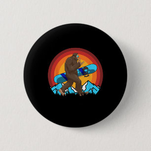 Retro Snowboarding Sunset Bigfoot Rock On For Snow 6 Cm Round Badge