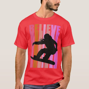 Retro Snowboarding Womens Girls Cool Pink Snowboar T-Shirt