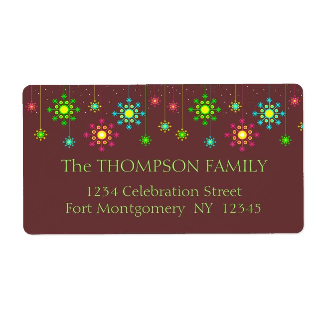 Retro Snowflake Address Label (Front)