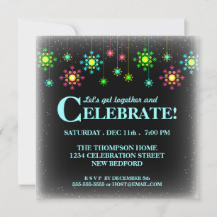 Retro Snowflake Holiday Party Invitation