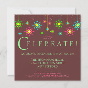 Retro Snowflake Holiday Party Invitation