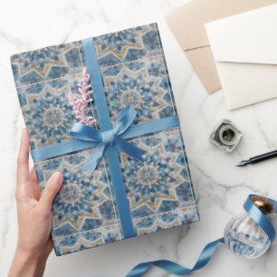 Retro Snowflake Kaleidoscope Quilt  Wrapping Paper