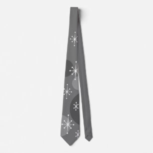 RETRO SNOWFLAKE POLKA DOTS CHRISTMAS HOLIDAY TIE