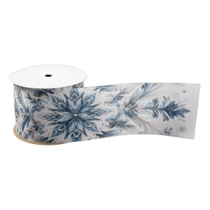 Retro Snowflake Winter Pattern Satin Ribbon