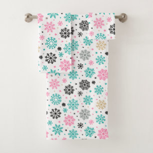 Retro Snowflakes Bath Towel Set