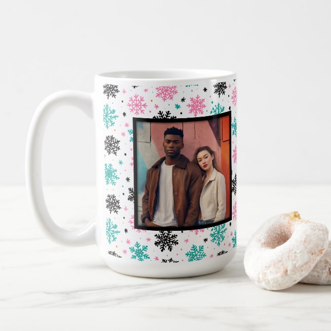 Retro Snowflakes Coffee Mug (With Donut)