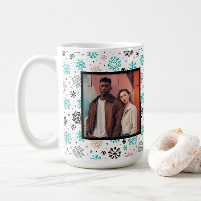 Retro Snowflakes Coffee Mug (With Donut)
