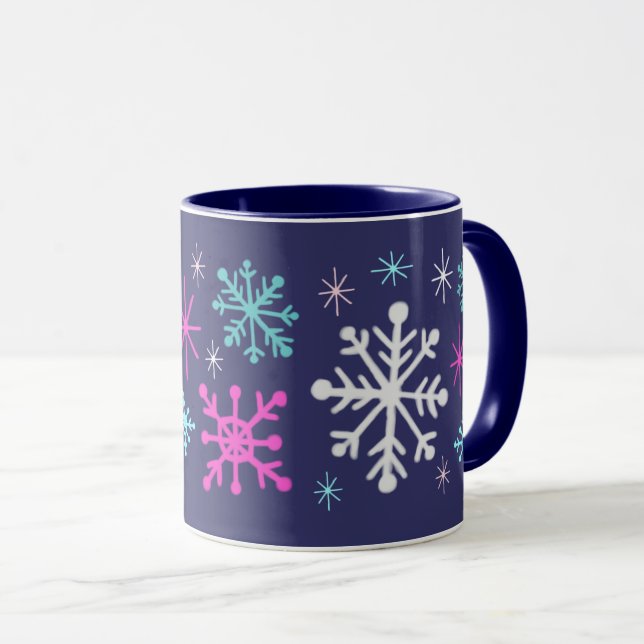 Retro Snowflakes Coffee Mug (Front Right)