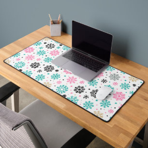 Retro Snowflakes Desk Mat