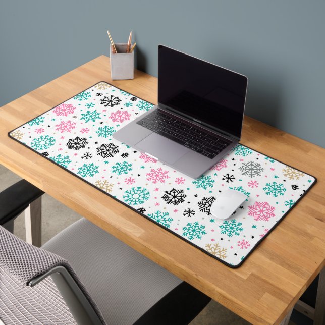 Retro Snowflakes Desk Mat (Office 2)