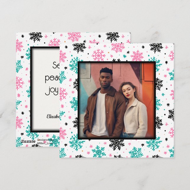 Retro Snowflakes Holiday Card (Front/Back)