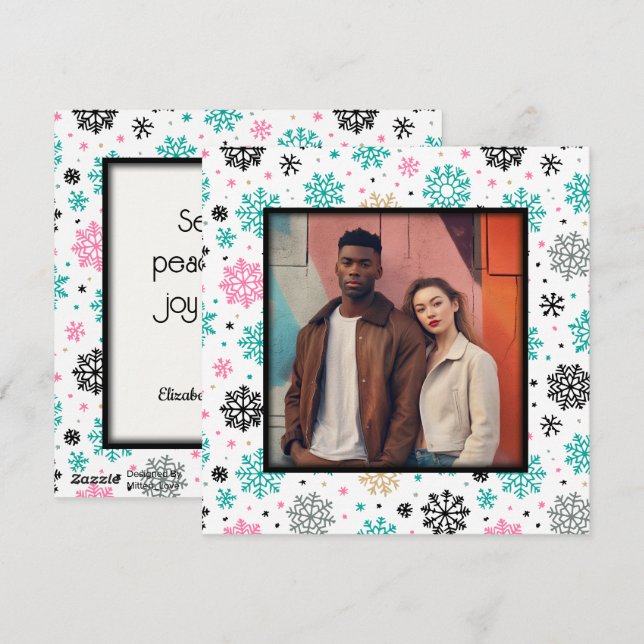 Retro Snowflakes Holiday Card (Front/Back)