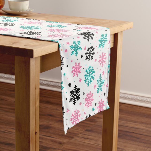 Retro Snowflakes Medium Table Runner (In Situ)