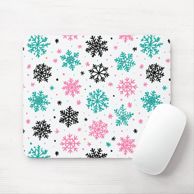 Retro Snowflakes Mouse Pad (With Mouse)