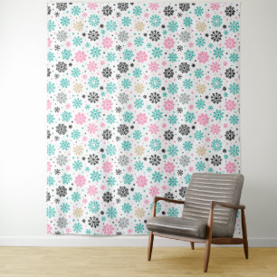 Retro Snowflakes Photo Backdrop Tapestry