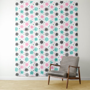 Retro Snowflakes Photo Backdrop Tapestry