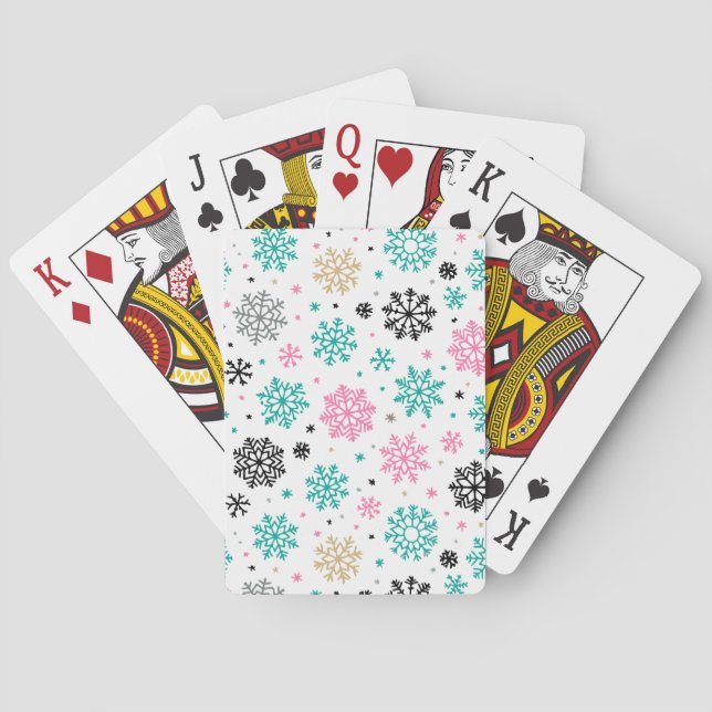 Retro Snowflakes Playing Cards (Back)