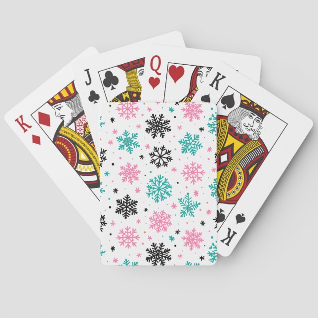Retro Snowflakes Playing Cards (Back)