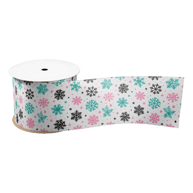 Retro Snowflakes Satin Ribbon (Spool)
