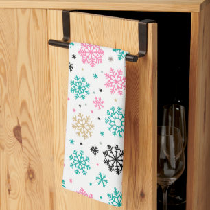 Retro Snowflakes Tea Towel