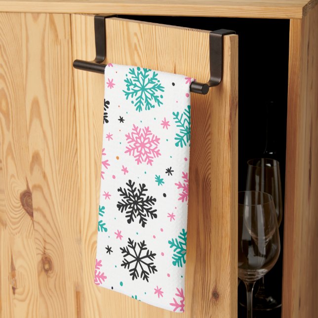 Retro Snowflakes Tea Towel (Thirds Fold)