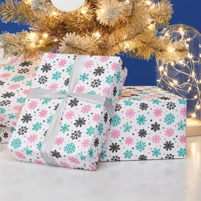 Retro Snowflakes Wrapping Paper (Holidays)