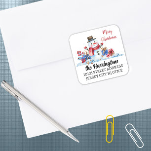 Retro Snowman Christmas Return Address Envy Seal
