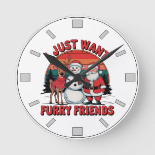 Retro Snowman Christmas Watch Holiday Gift Jewelry Round Clock