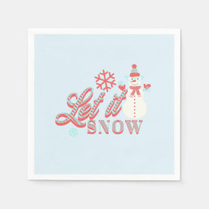Retro Snowman Let it Snow Christmas Napkin
