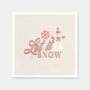Retro Snowman Let it Snow Christmas Napkins