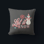 Retro Snowman Let it Snow Christmas  Throw Pillow<br><div class="desc">Cute Christmas Let it Snow Design with Snowman Holding Snowflakes and cool Typography</div>