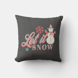 Retro Snowman Let it Snow Christmas Throw Pillow