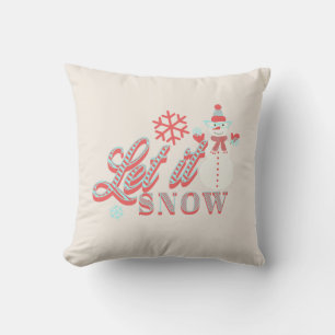 Retro Snowman Let it Snow Christmas Throw Pillow