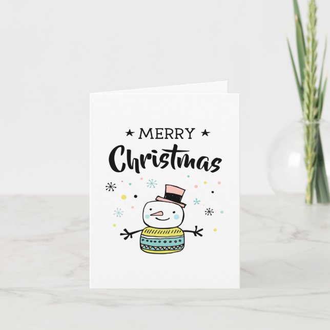 Retro snowman merry christmas holiday card (Front)