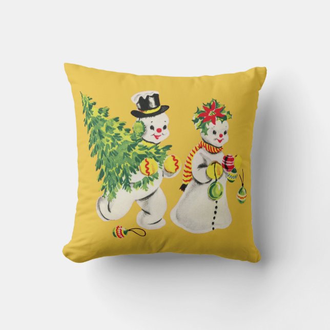 Retro Snowmen Cushion (Front)