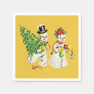 Retro Snowmen Napkin