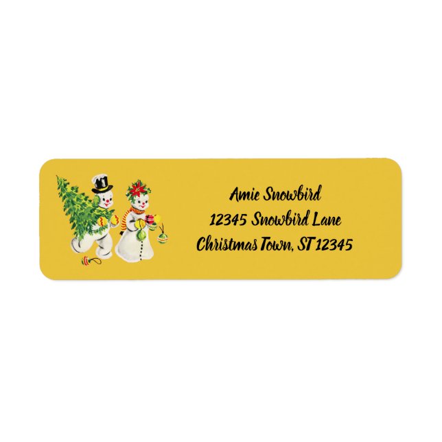 Retro Snowmen Return Address Label (Front)