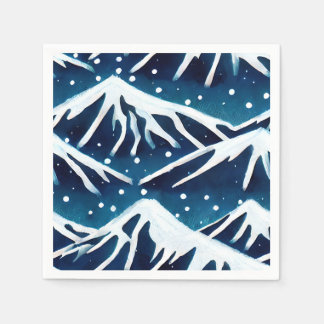 Retro Snowy Blue Mountains Napkin