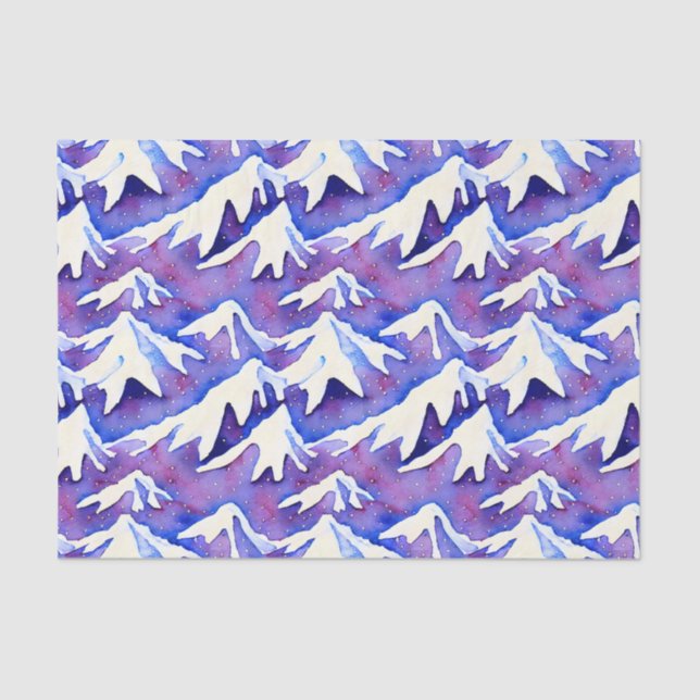 Retro Snowy Purple Mountains Tissue Paper (Front)